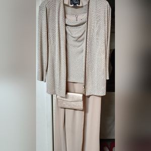 Alex Evenings Taupe Dress w/Jacket (14) and Matching Jen & Co. Crossbody Wallet